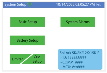 Click the Battery Setup icon